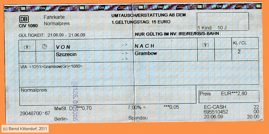 Deutsche Bahn - Fahrkarte
/ Bild: db_fk20090620n.jpg