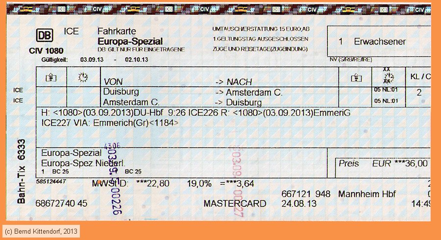 Deutsche Bahn - Fahrkarte Europa-Spezial
/ Bild: db_fk20130903espnl.jpg Deutsche Bahn - Fahrkarte Europa-Spezial
/ Bild: db_fk20130903espnl.jpg