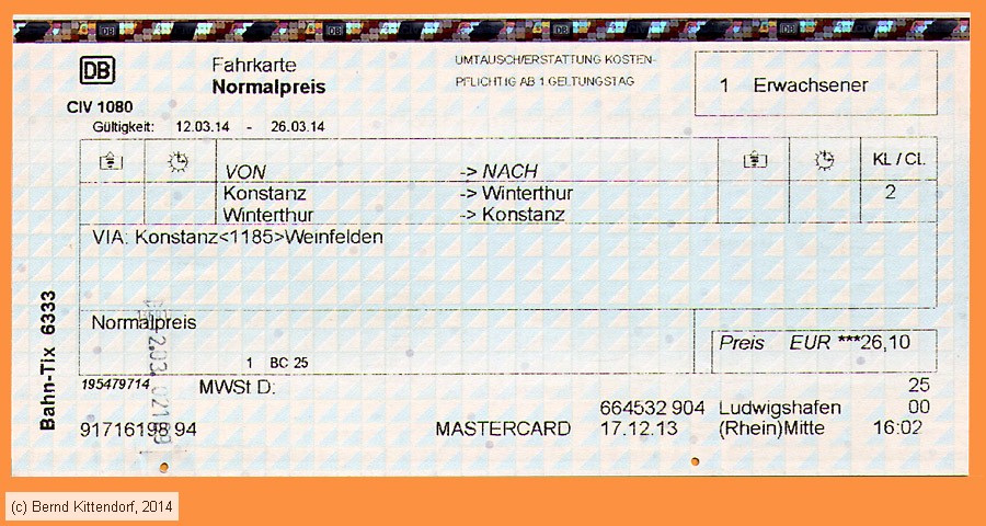 Deutsche Bahn - Fahrkarte
/ Bild: db_fk20140312fkhr.jpg