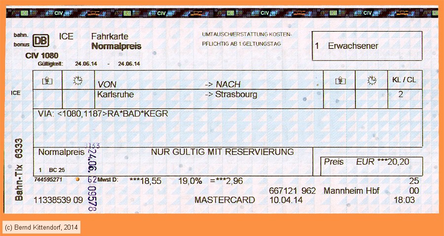 Deutsche Bahn - Fahrkarte
/ Bild: db_fk20140624efk.jpg
