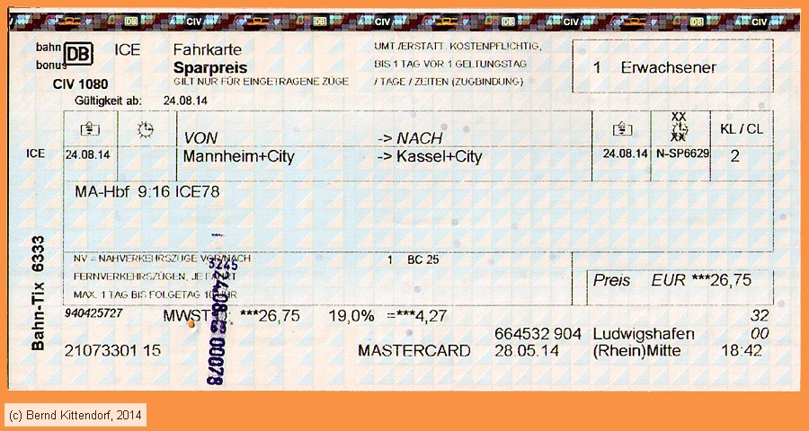Deutsche Bahn - Fahrkarte
/ Bild: db_fk20140824fksp.jpg