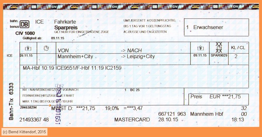 Deutsche Bahn - Fahrkarte Sparpreis
/ Bild: db_fk20151109efksp.jpg