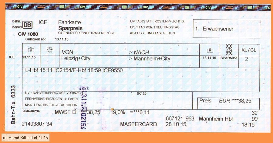Deutsche Bahn - Fahrkarte Sparpreis
/ Bild: db_fk20151113efksp.jpg