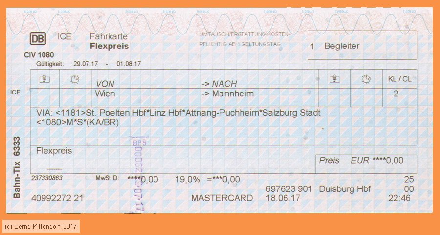 Deutsche Bahn - Fahrkarte Begleiter
/ Bild: db_fk20170729fb.jpg Deutsche Bahn - Fahrkarte Begleiter
/ Bild: db_fk20170729fb.jpg
