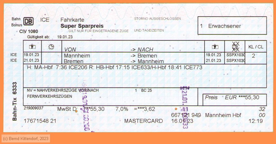 Deutsche Bahn - Fahrkarte Super Sparpreis
/ Bild: db_fk20230119fa.jpg
