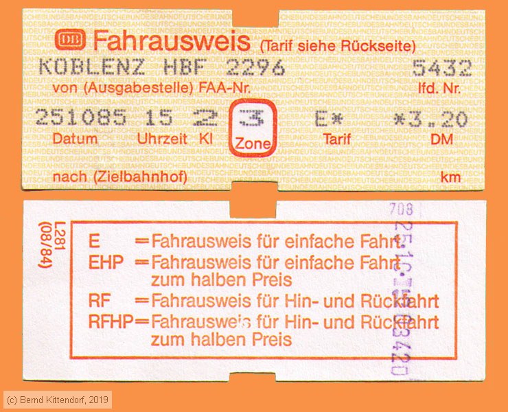 Deutsche Bundesbahn - Fahrkarte
/ Bild: db_fk19851025efk3zo15.jpg