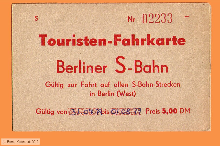 Deutschland – Eisenbahn - Fahrkarten - S-Bahn Berlin