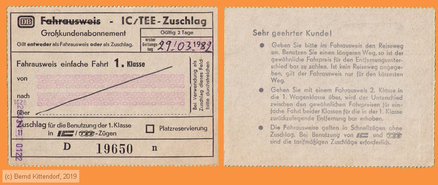 Deutsche Bundesbahn - IC/TEE-Zuschlag
/ Bild: db_fk19820329gkaz.jpg