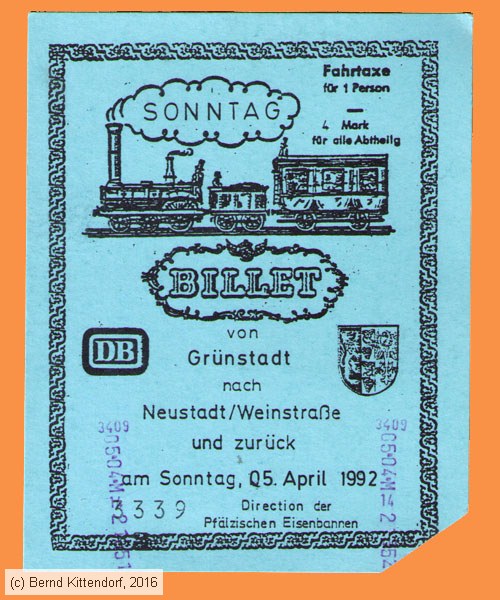 Deutsche Bundesbahn - Sonderfahrkarte
/ Bild: db_fk19920405billet340.jpg