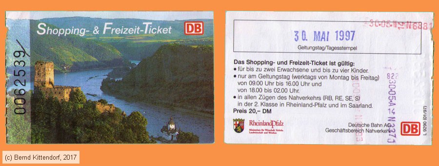 Deutsche Bahn - Fahrkarte
/ Bild: db_fk19970530rheinlandpfalz.jpg