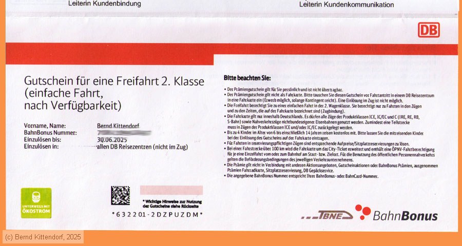 Deutsche Bahn - Gutschein Bahn-Bonus
/ Bild: db_fk20250101bahnbonusgutscheinuzdm.jpg