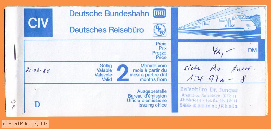 Deutsche Bundesbahn - Fahrkarte
/ Bild: db_fk19880821s1.jpg