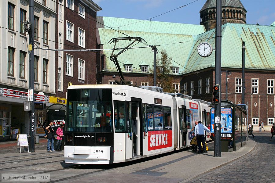 Bremen - Straßenbahn - 3044
/ Bild: bremen3044_bk0708250103.jpg Bremen - Straßenbahn - 3044
/ Bild: bremen3044_bk0708250103.jpg