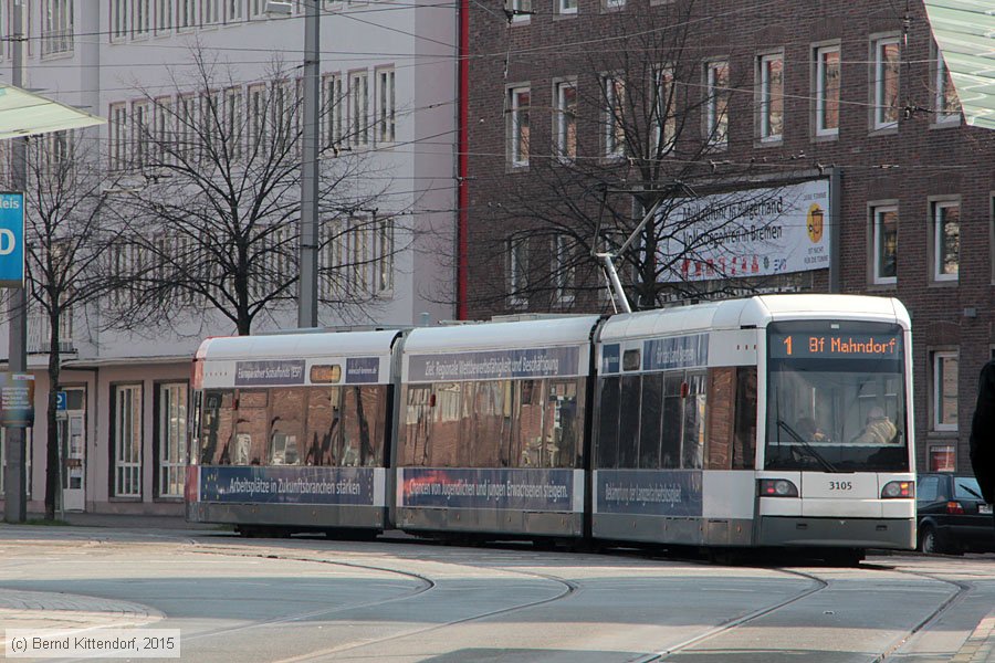 Bremen - Straßenbahn - 3105
/ Bild: bremen3105_bk1503280083.jpg Bremen - Straßenbahn - 3105
/ Bild: bremen3105_bk1503280083.jpg