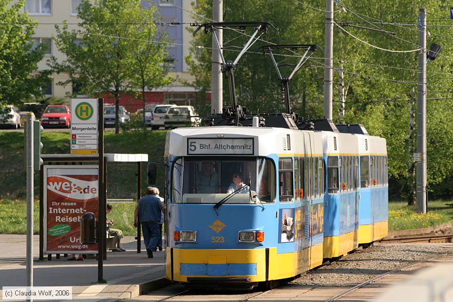 Straßenbahn Chemnitz - 523
/ Bild: chemnitz523_cw0605110141.jpg Straßenbahn Chemnitz - 523
/ Bild: chemnitz523_cw0605110141.jpg