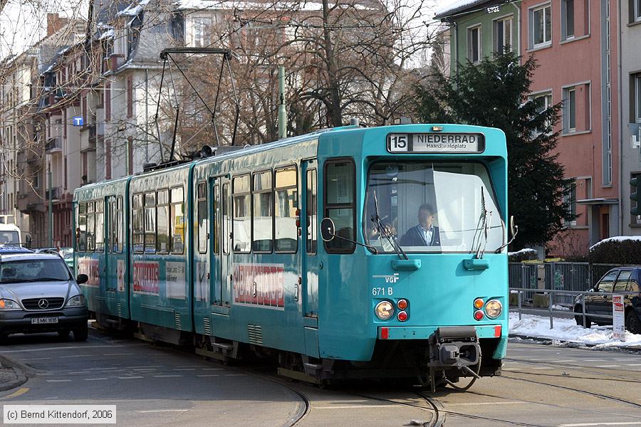 Straßenbahn Frankfurt (Main) - 671
/ Bild: frankfurtmain671_bk0603060032.jpg
