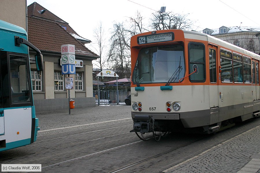 Straßenbahn Frankfurt (Main) - 657
/ Bild: frankfurtmain657_cw0603060121.jpg