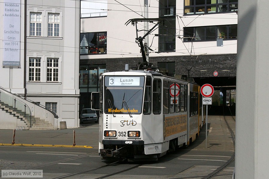 Straßenbahn Gera - 352
/ Bild: gera352_cw1004160167.jpg Straßenbahn Gera - 352
/ Bild: gera352_cw1004160167.jpg