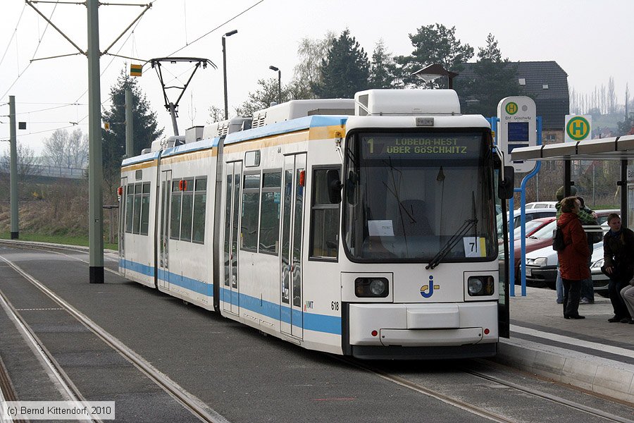 Straßenbahn Jena - 618
/ Bild: jena618_bk1004130045.jpg Straßenbahn Jena - 618
/ Bild: jena618_bk1004130045.jpg