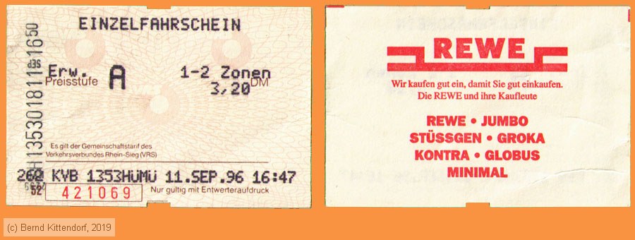 Köln - VRS - Fahrkarte
/ Bild: koeln_fk19960911efkpsa.jpg Köln - VRS - Fahrkarte
/ Bild: koeln_fk19960911efkpsa.jpg