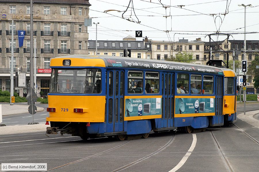 Straßenbahn Leipzig - 729
/ Bild: leipzig729_bk0605150216.jpg Straßenbahn Leipzig - 729
/ Bild: leipzig729_bk0605150216.jpg