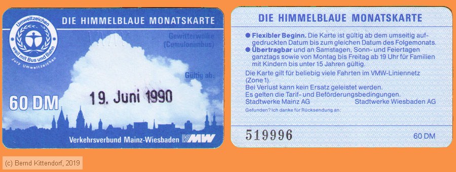 Verkehrsverbund Mainz-Wiesbaden - Fahrkarte
/ Bild: vmw_fk19900619hbm.jpg
