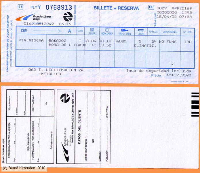RENFE - Billete mas Reserva
/ Bild: renfe_fk20020418r.jpg
