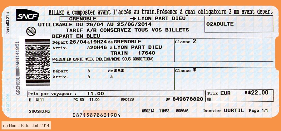 SNCF - Fahrkarte
/ Bild: sncf_fk20140426wer.jpg SNCF - Fahrkarte
/ Bild: sncf_fk20140426wer.jpg