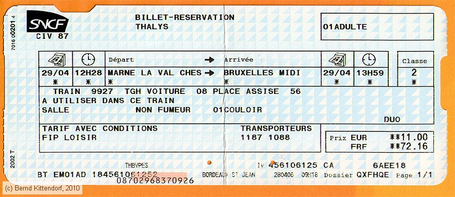 SNCF - Fahrkarte und Reservierung
/ Bild: sncf_fk20060428s.jpg