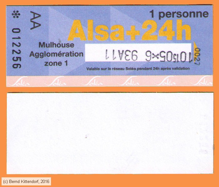 Mulhouse - Soléa - Fahrkarte
/ Bild: mulhouse_fk20161005alsa.jpg Mulhouse - Soléa - Fahrkarte
/ Bild: mulhouse_fk20161005alsa.jpg