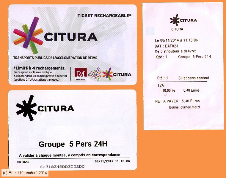 Reims - Citura - Fahrkarte
/ Bild: reims_fk20141106gr5p24h.jpg Reims - Citura - Fahrkarte
/ Bild: reims_fk20141106gr5p24h.jpg