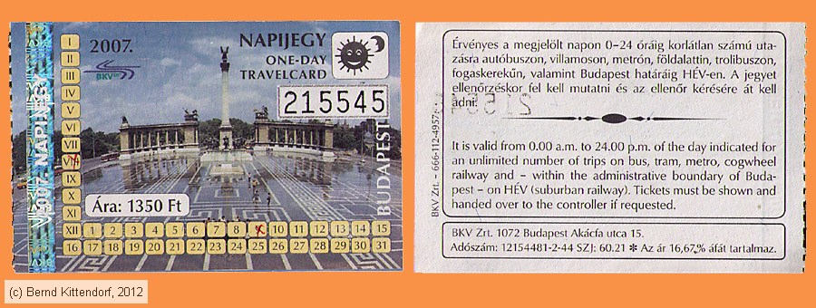 Budapest - BKV - Fahrkarte
/ Bild: budapest_fk20070809nap.jpg