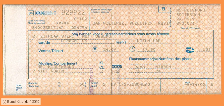 Nederlandse Spoorwegen - Reservierung
/ Bild: ns_fk19910924r.jpg