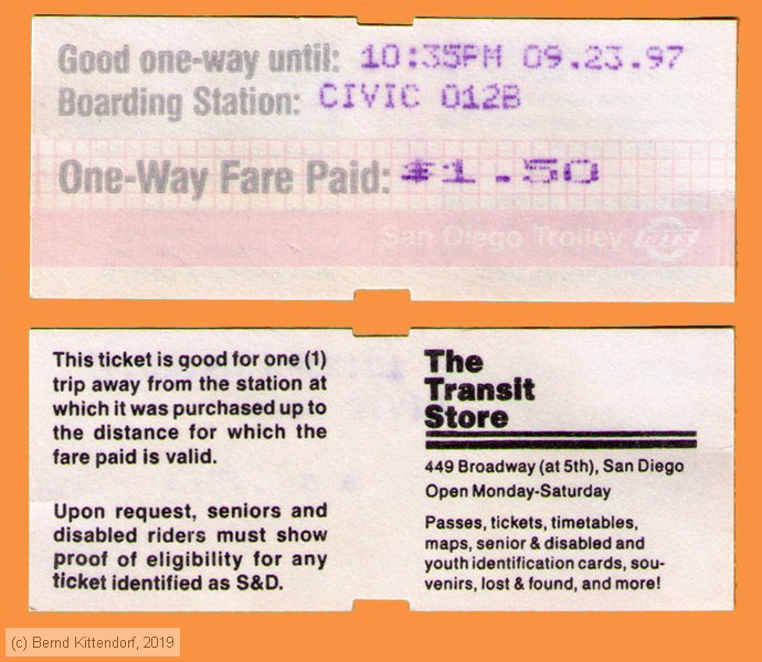 San Diego - Trolley - Fahrkarte
/ Bild: sandiego_fk19970923efk1035.jpg