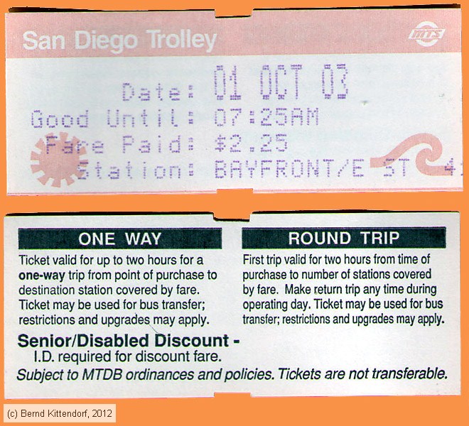 San Diego - Trolley - Fahrkarte
/ Bild: sandiego_fk20031001e.jpg